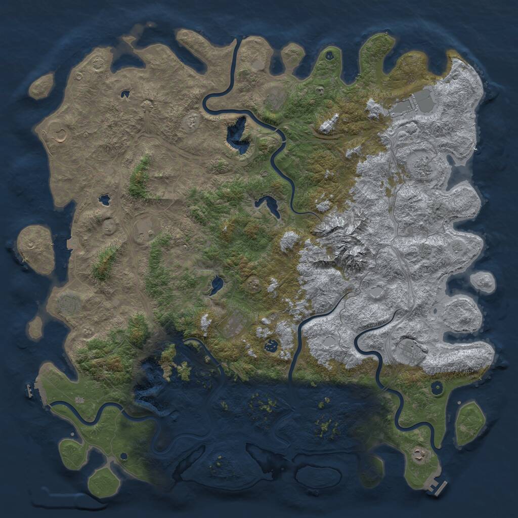 Rust Map: Procedural Map, Size: 6000, Seed: 258753951, 17 Monuments