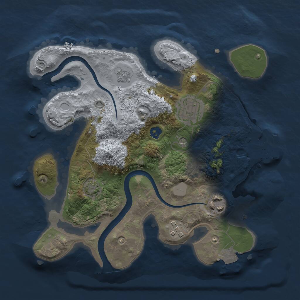 Rust Map: Procedural Map, Size: 2500, Seed: 937970721, 8 Monuments