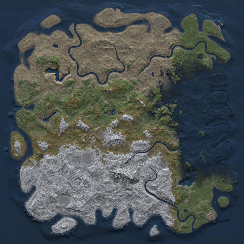 Rust Map: Procedural Map, Size: 6000, Seed: 1695382, 17 Monuments