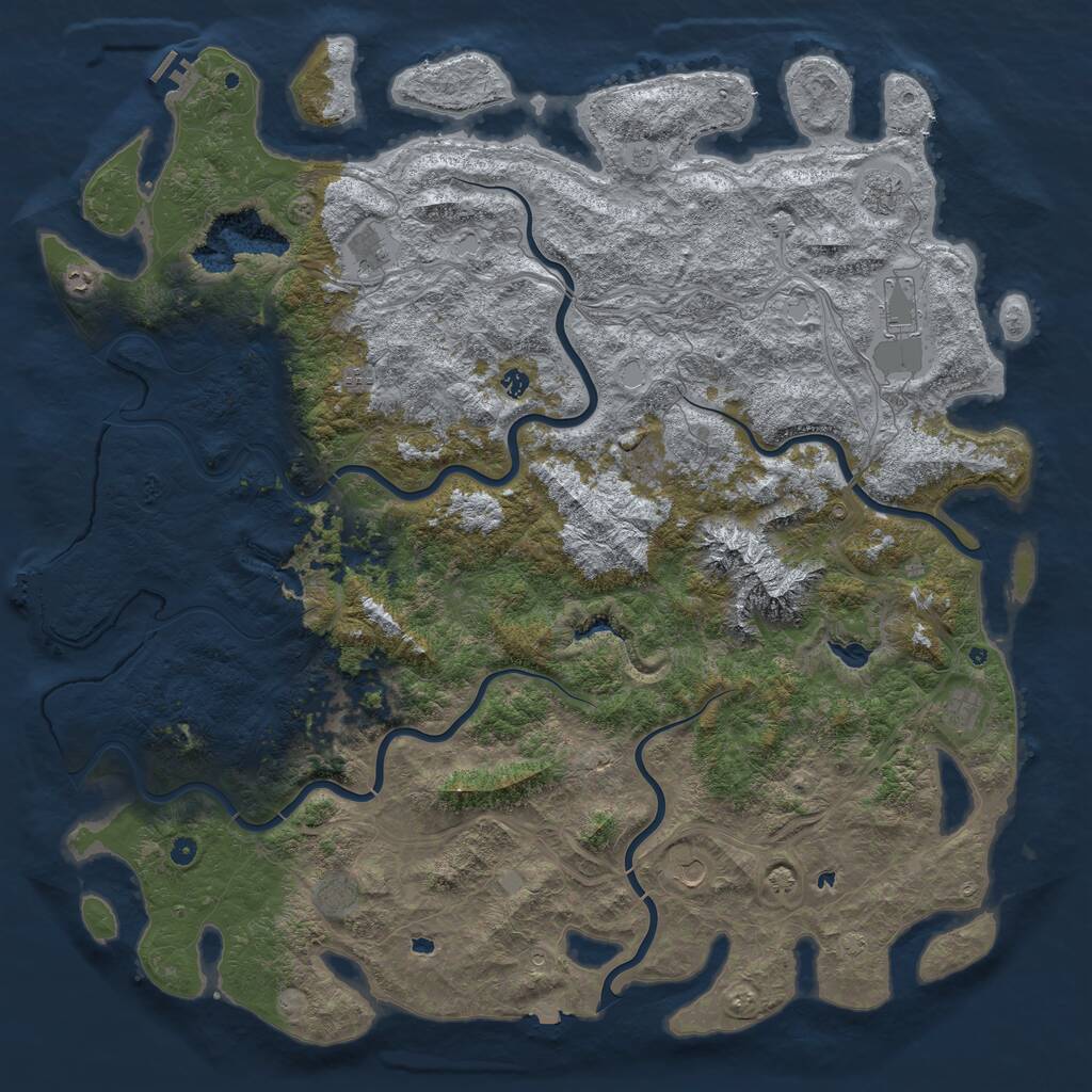 Rust Map: Procedural Map, Size: 6000, Seed: 1234567891, 17 Monuments