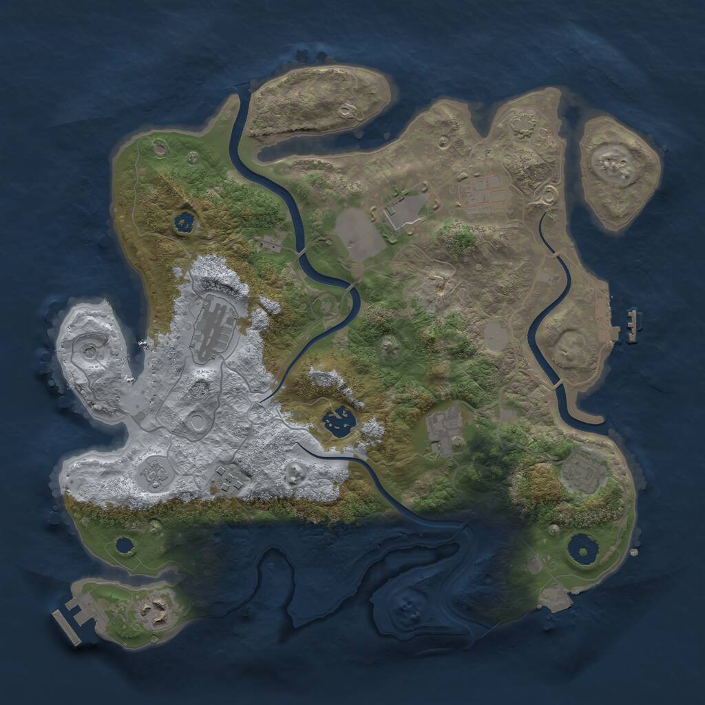 Rust Map: Procedural Map, Size: 3500, Seed: 689438640, 14 Monuments