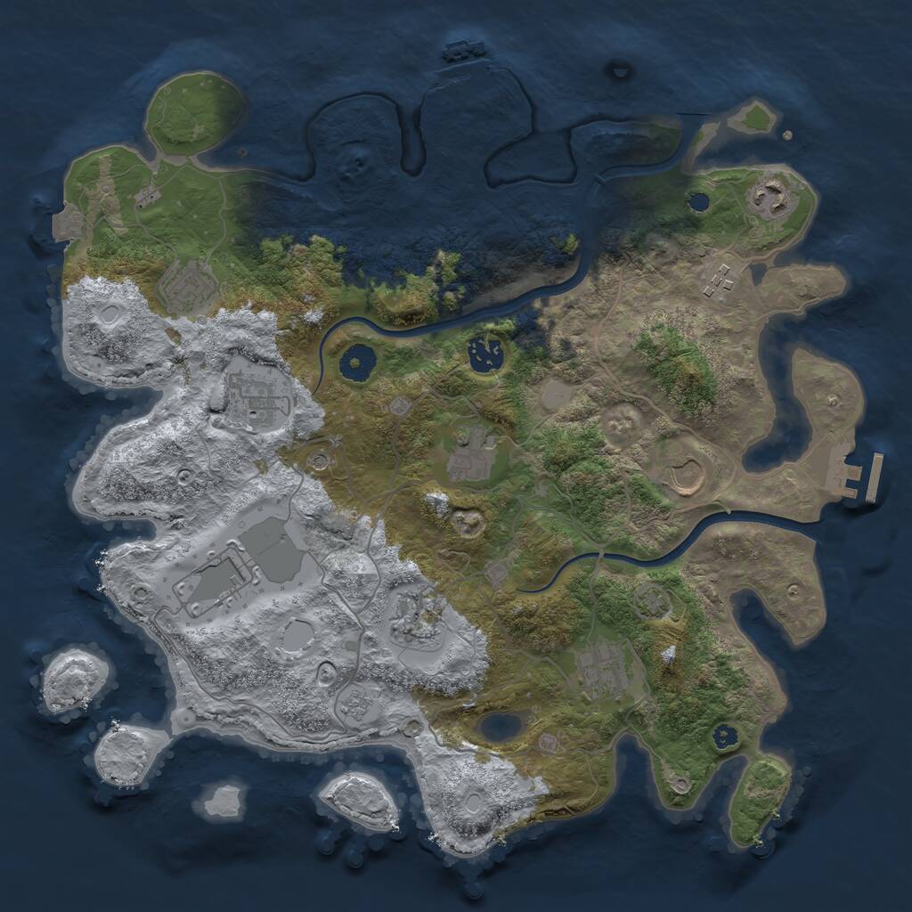 Rust Map: Procedural Map, Size: 3750, Seed: 102625395, 16 Monuments
