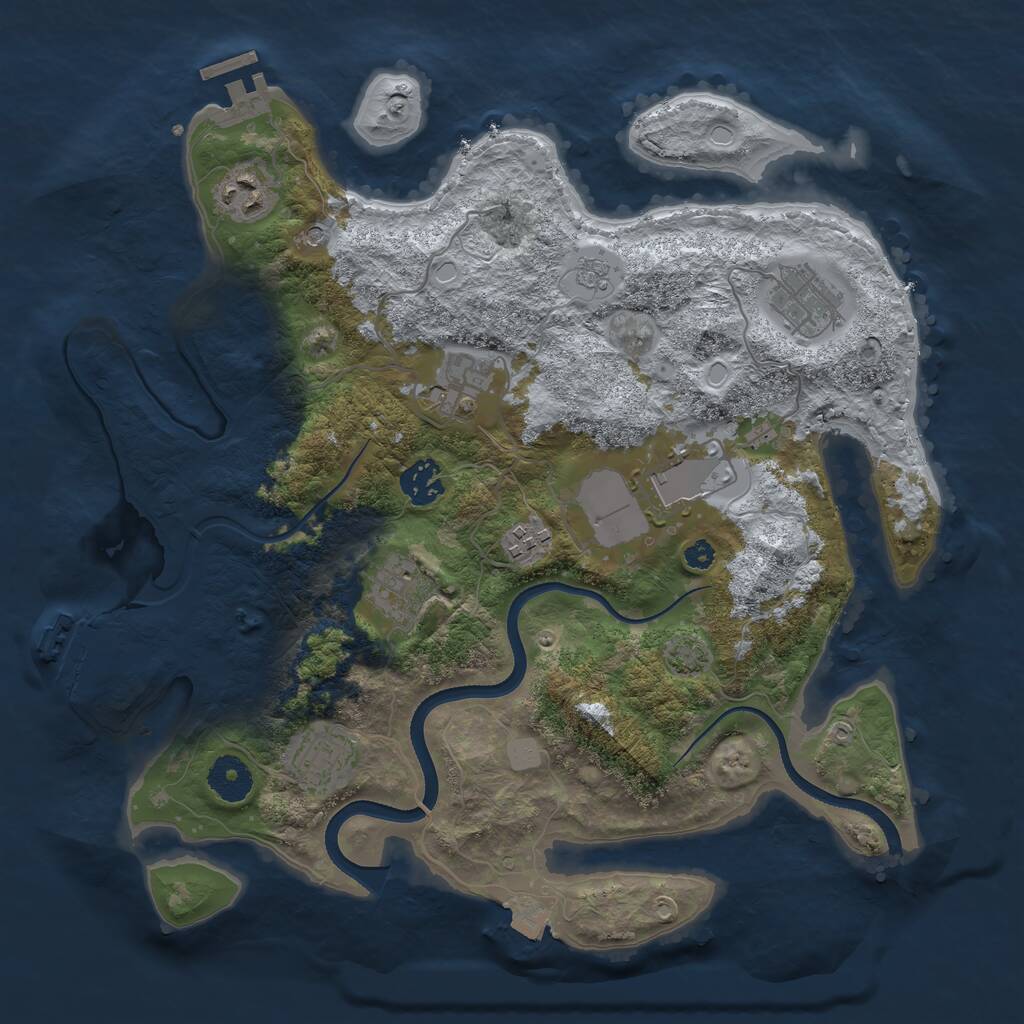 Rust Map: Procedural Map, Size: 3500, Seed: 1006882551, 14 Monuments