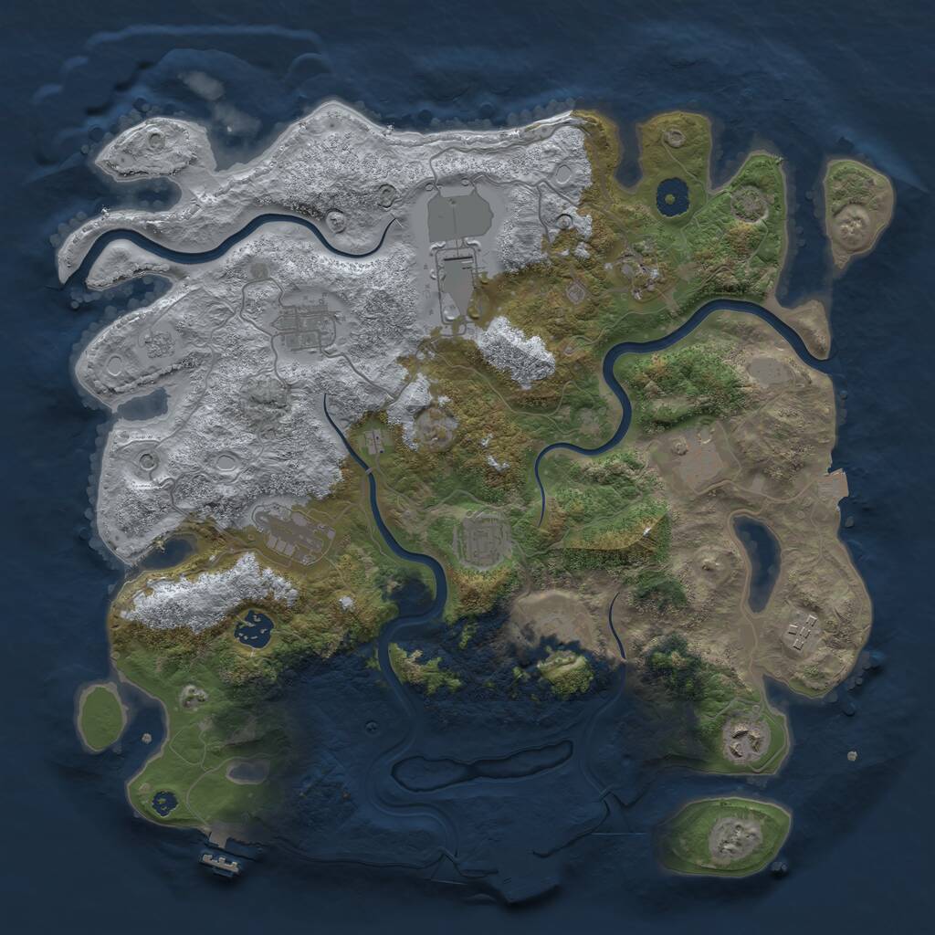 Rust Map: Procedural Map, Size: 3850, Seed: 846766254, 16 Monuments