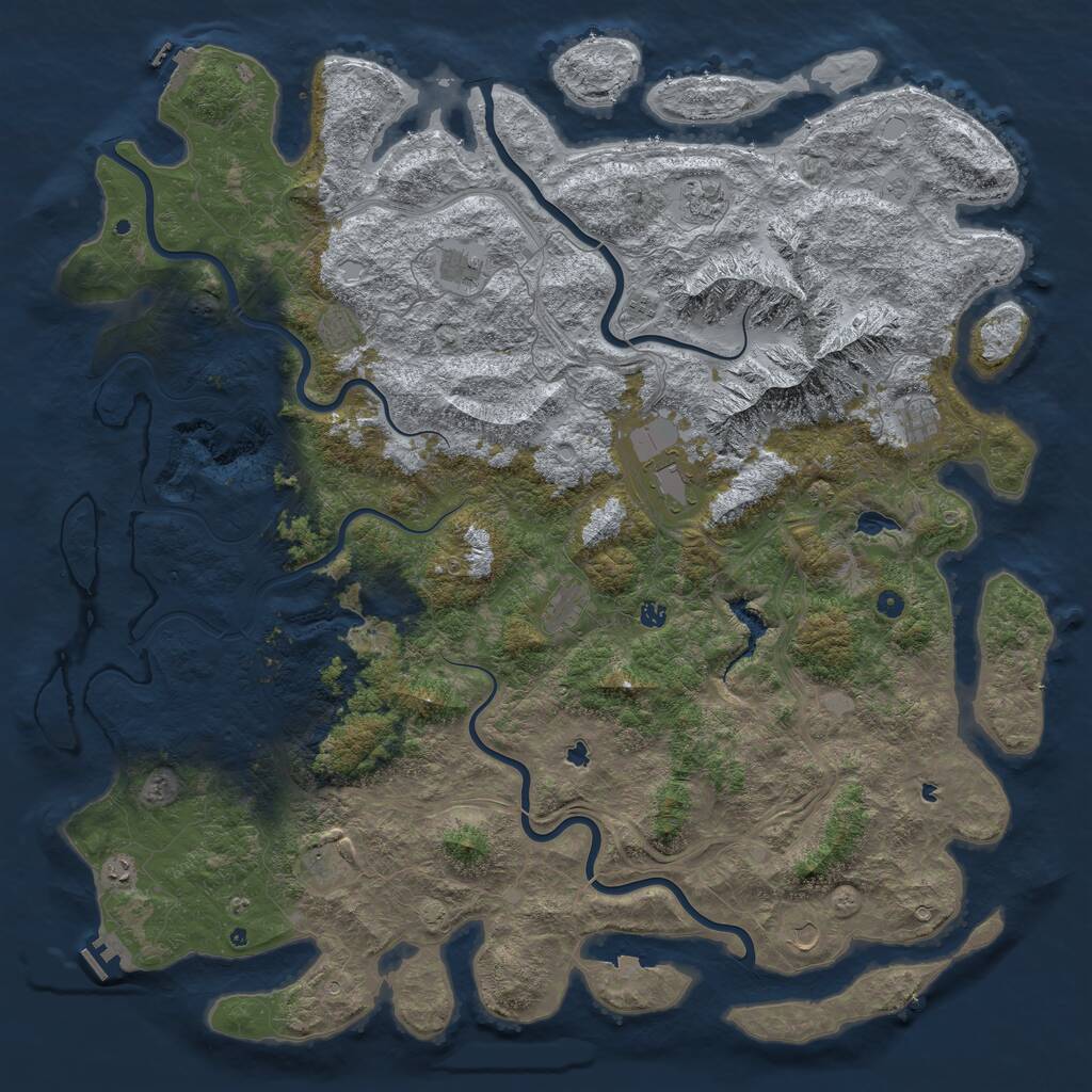 Rust Map: Procedural Map, Size: 6000, Seed: 52123123, 17 Monuments