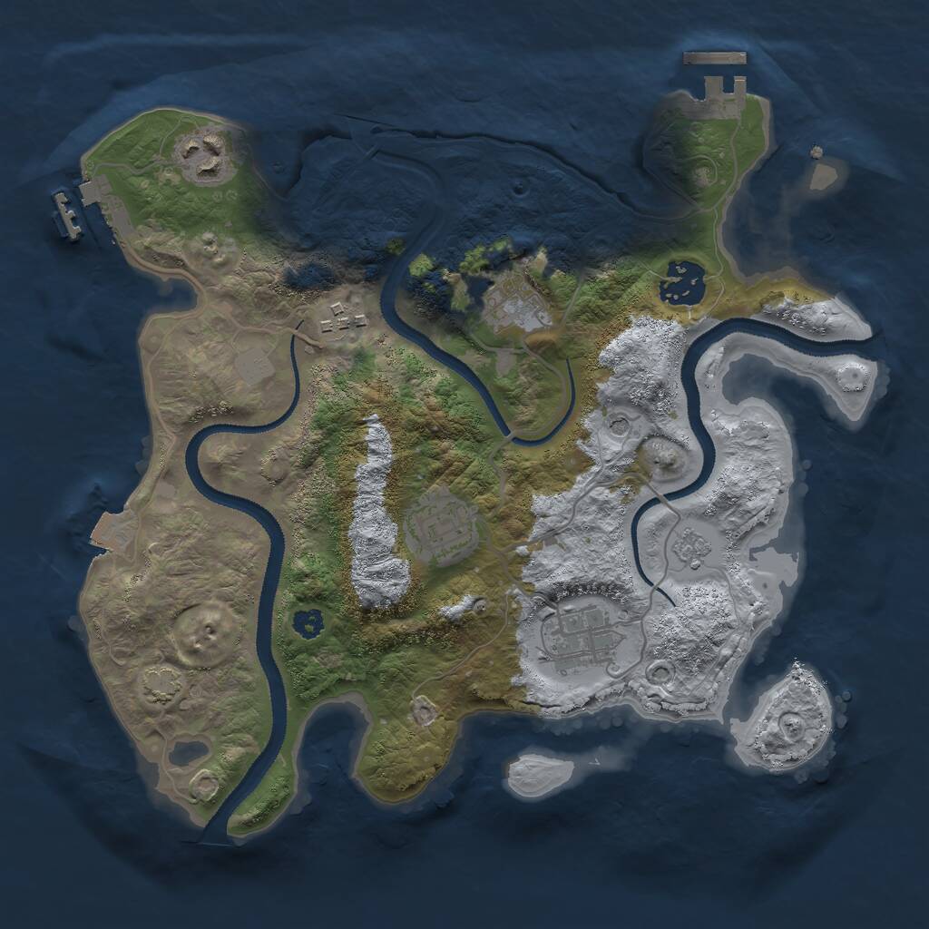 Rust Map: Procedural Map, Size: 3000, Seed: 949705577, 12 Monuments
