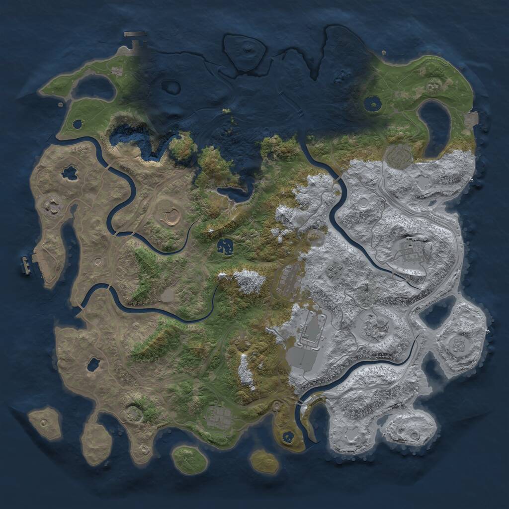 Rust Map: Procedural Map, Size: 4500, Seed: 8576312, 16 Monuments