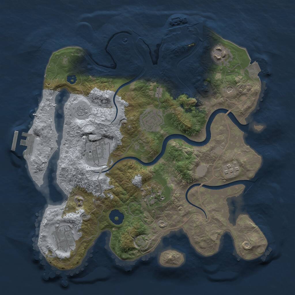 Rust Map: Procedural Map, Size: 3000, Seed: 976679346, 12 Monuments