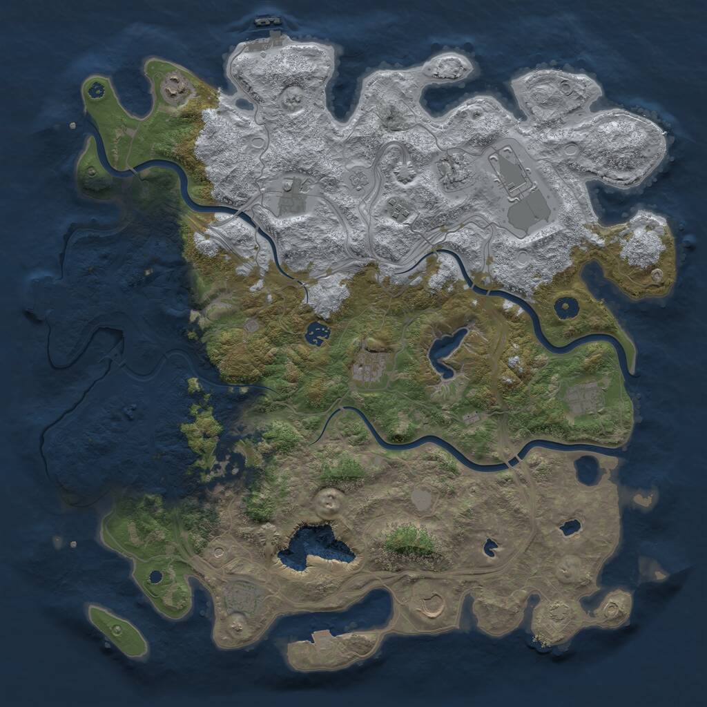 Rust Map: Procedural Map, Size: 4500, Seed: 433599245, 17 Monuments