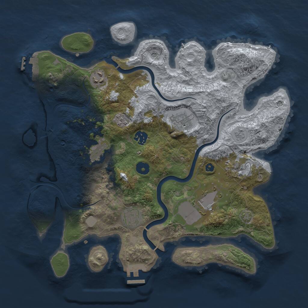 Rust Map: Procedural Map, Size: 3500, Seed: 46831, 14 Monuments