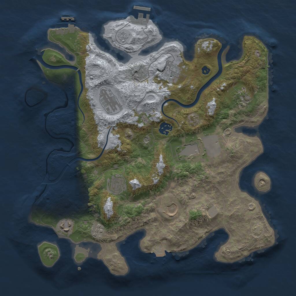 Rust Map: Procedural Map, Size: 3500, Seed: 1330198130, 15 Monuments