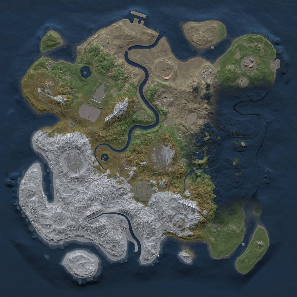 Rust Map: Procedural Map, Size: 3750, Seed: 2087793761, 15 Monuments