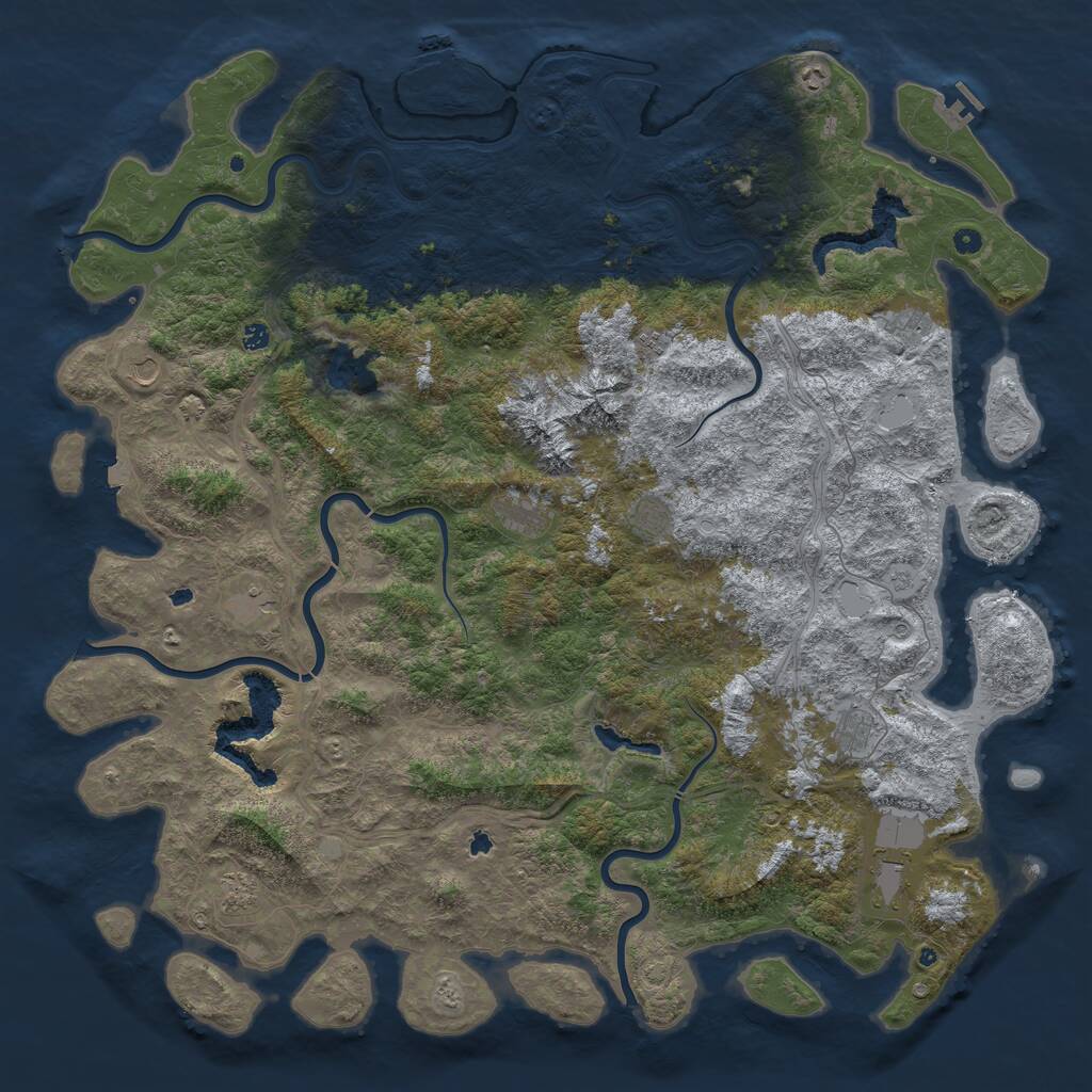 Rust Map: Procedural Map, Size: 6000, Seed: 25081, 17 Monuments