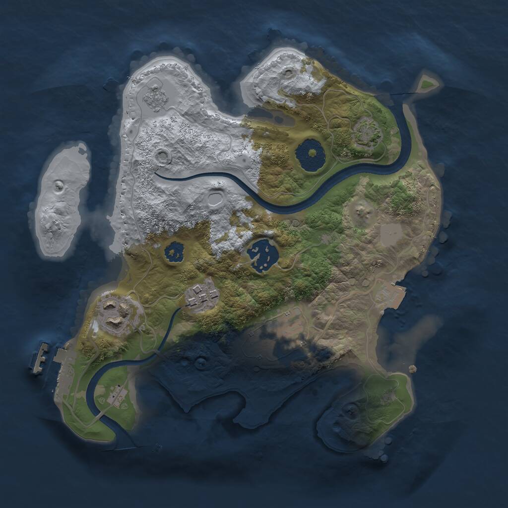 Rust Map: Procedural Map, Size: 2500, Seed: 2116546255, 8 Monuments