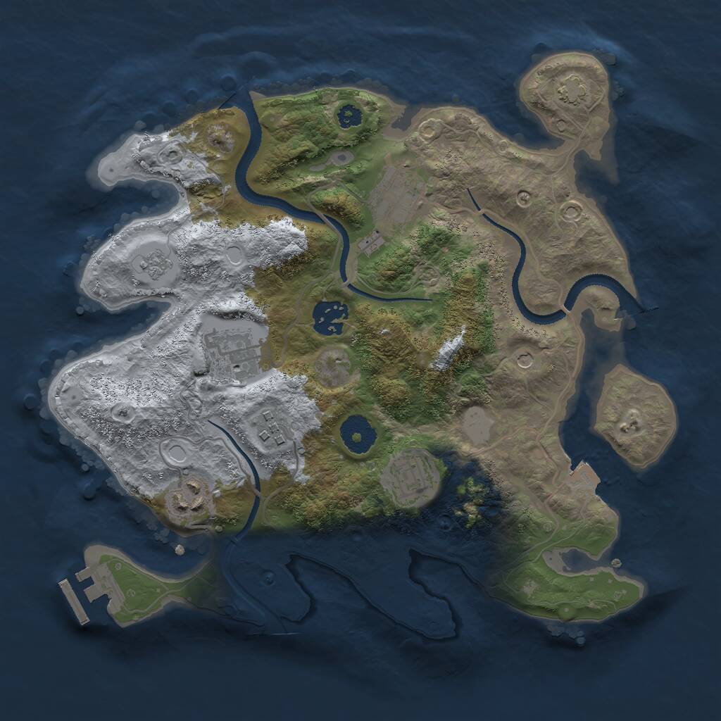 Rust Map: Procedural Map, Size: 3000, Seed: 32507, 11 Monuments