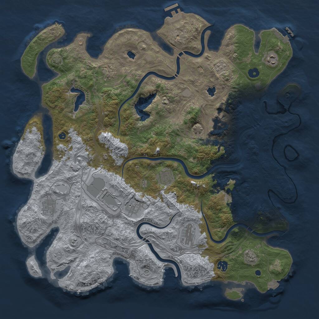 Rust Map: Procedural Map, Size: 4500, Seed: 604938986, 16 Monuments
