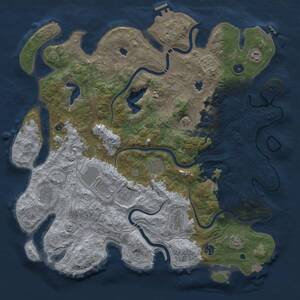 Thumbnail Rust Map: Procedural Map, Size: 4500, Seed: 604938986, 16 Monuments