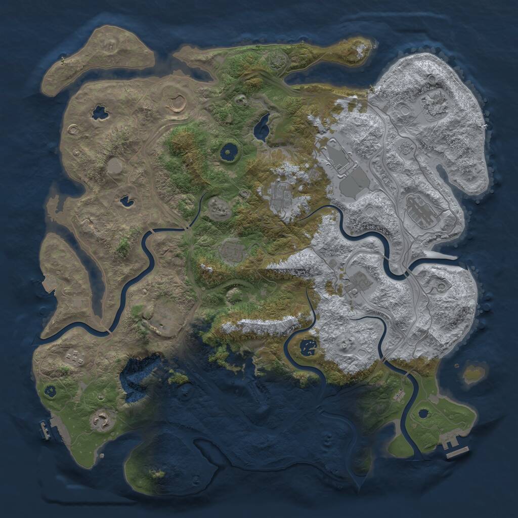 Rust Map: Procedural Map, Size: 4500, Seed: 58724437, 17 Monuments