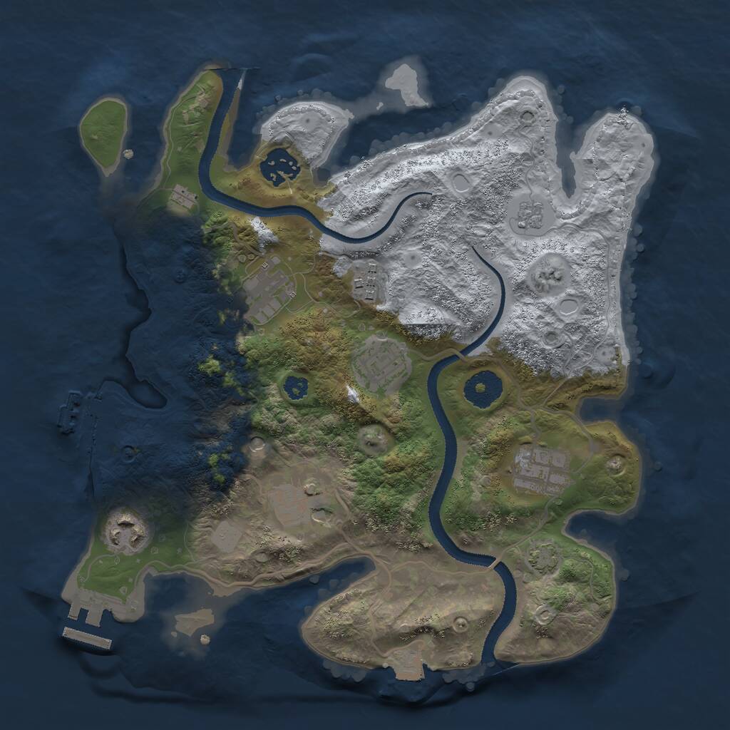 Rust Map: Procedural Map, Size: 3000, Seed: 852, 13 Monuments