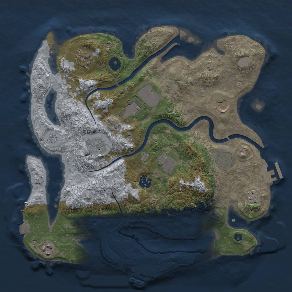 Rust Map: Procedural Map, Size: 3500, Seed: 130480489, 15 Monuments