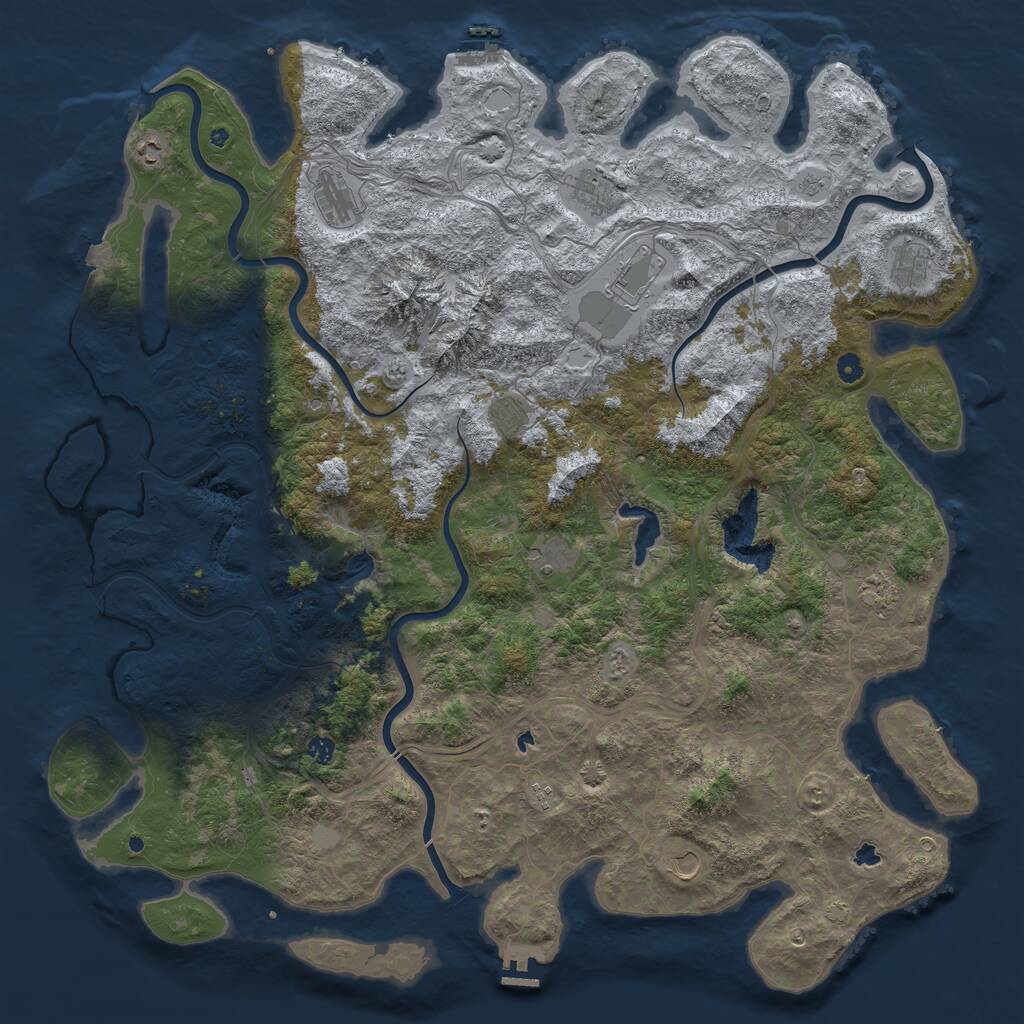 Rust Map: Procedural Map, Size: 5500, Seed: 25032986, 17 Monuments