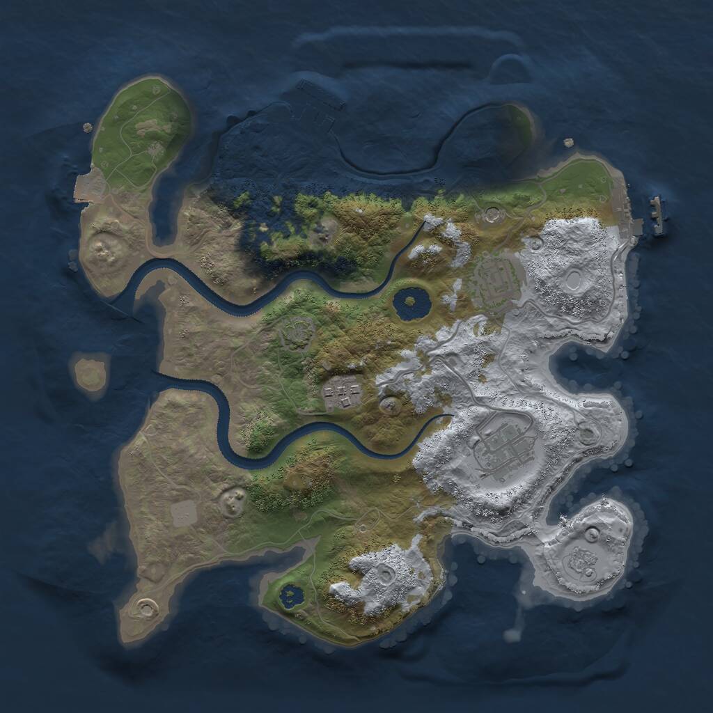 Rust Map: Procedural Map, Size: 3000, Seed: 3159067, 9 Monuments