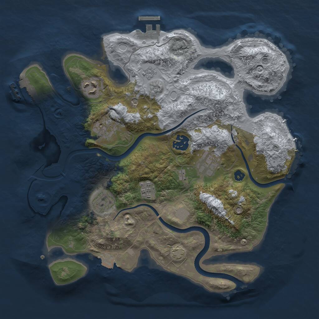 Rust Map: Procedural Map, Size: 3000, Seed: 1006882551, 12 Monuments