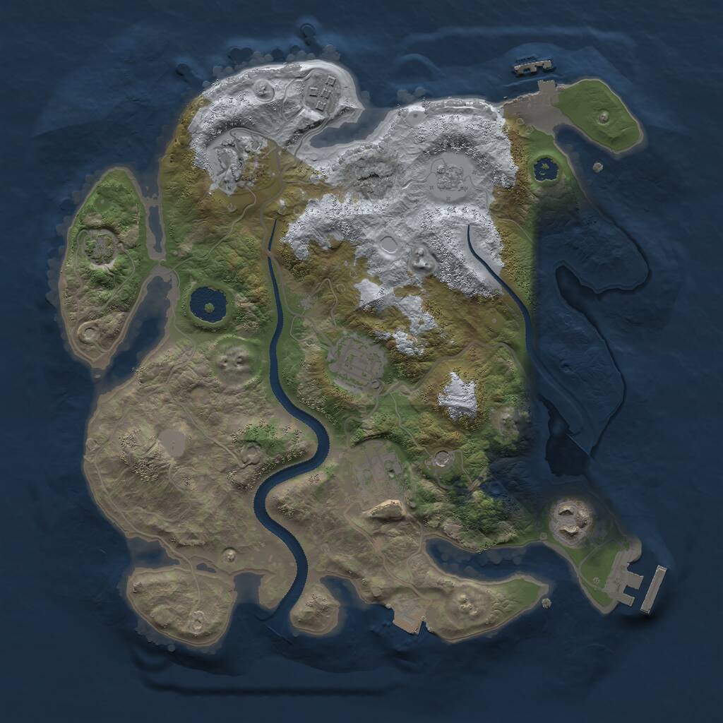 Rust Map: Procedural Map, Size: 3000, Seed: 6475, 11 Monuments