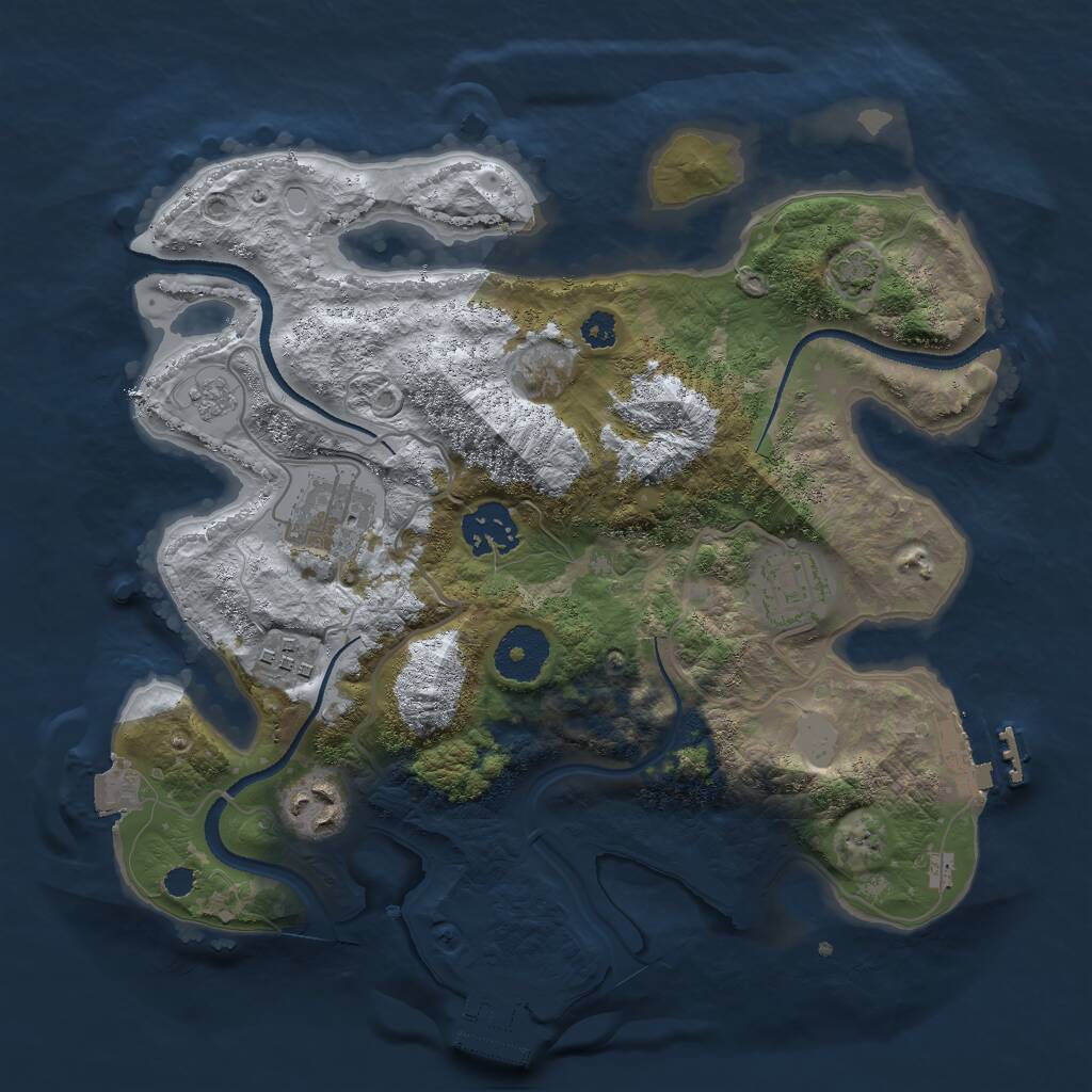 Rust Map: Procedural Map, Size: 3000, Seed: 1705210614, 10 Monuments
