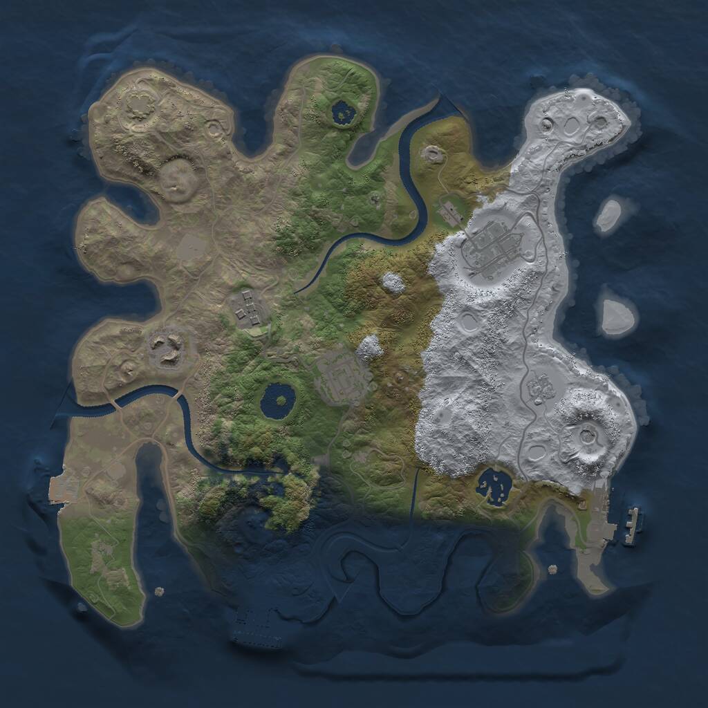 Rust Map: Procedural Map, Size: 3000, Seed: 628730786, 11 Monuments