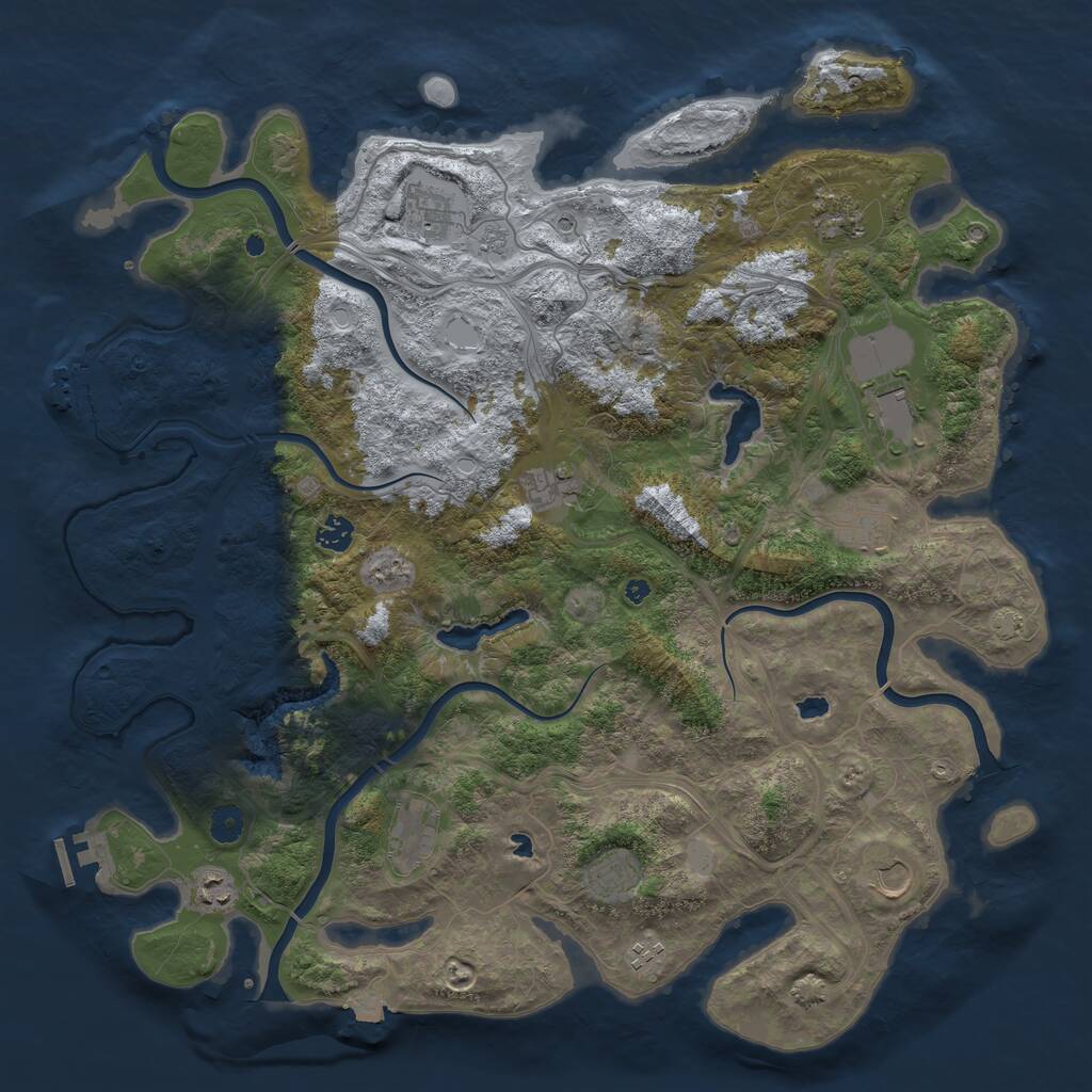 Rust Map: Procedural Map, Size: 4500, Seed: 3654645, 17 Monuments