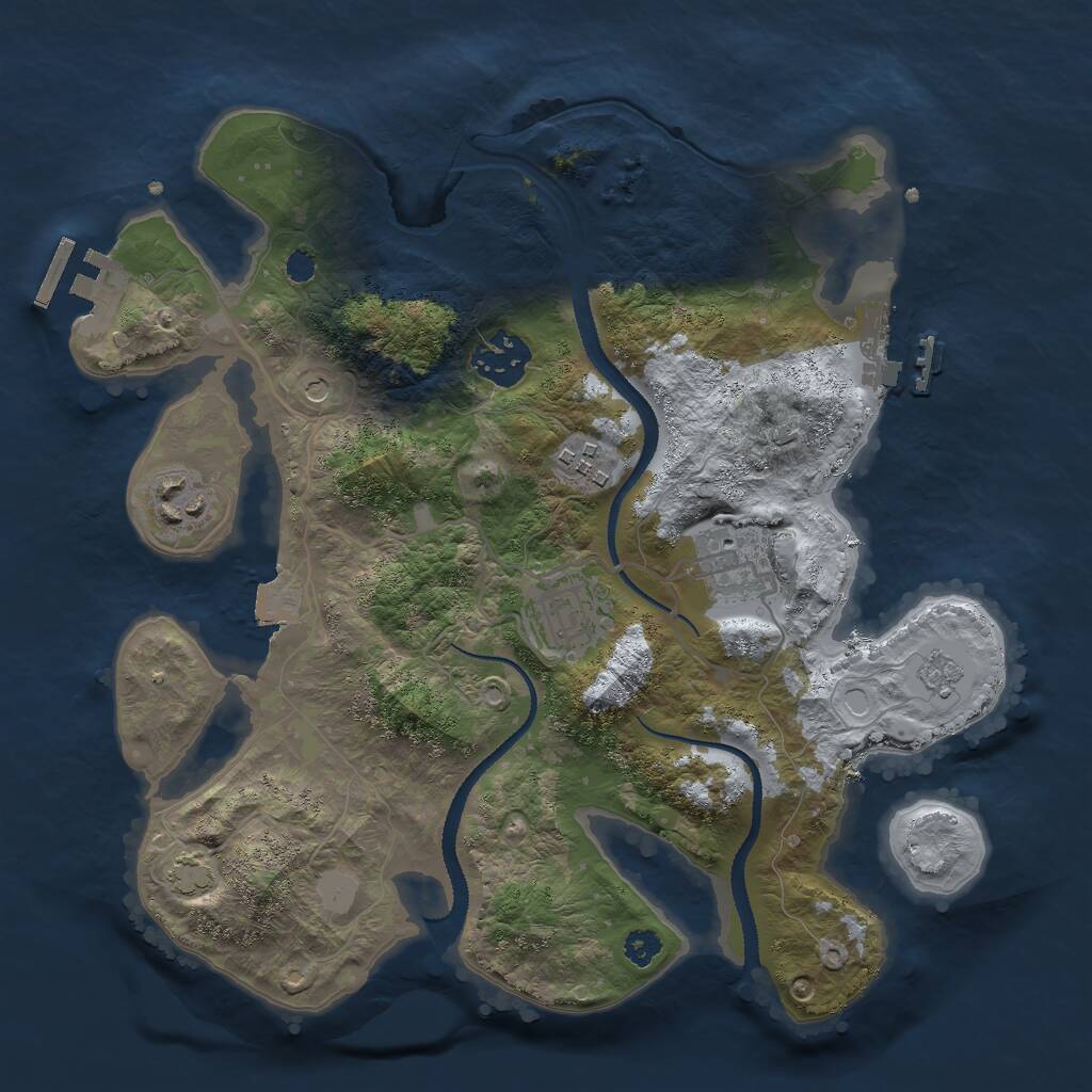Rust Map: Procedural Map, Size: 3000, Seed: 1941066755, 11 Monuments