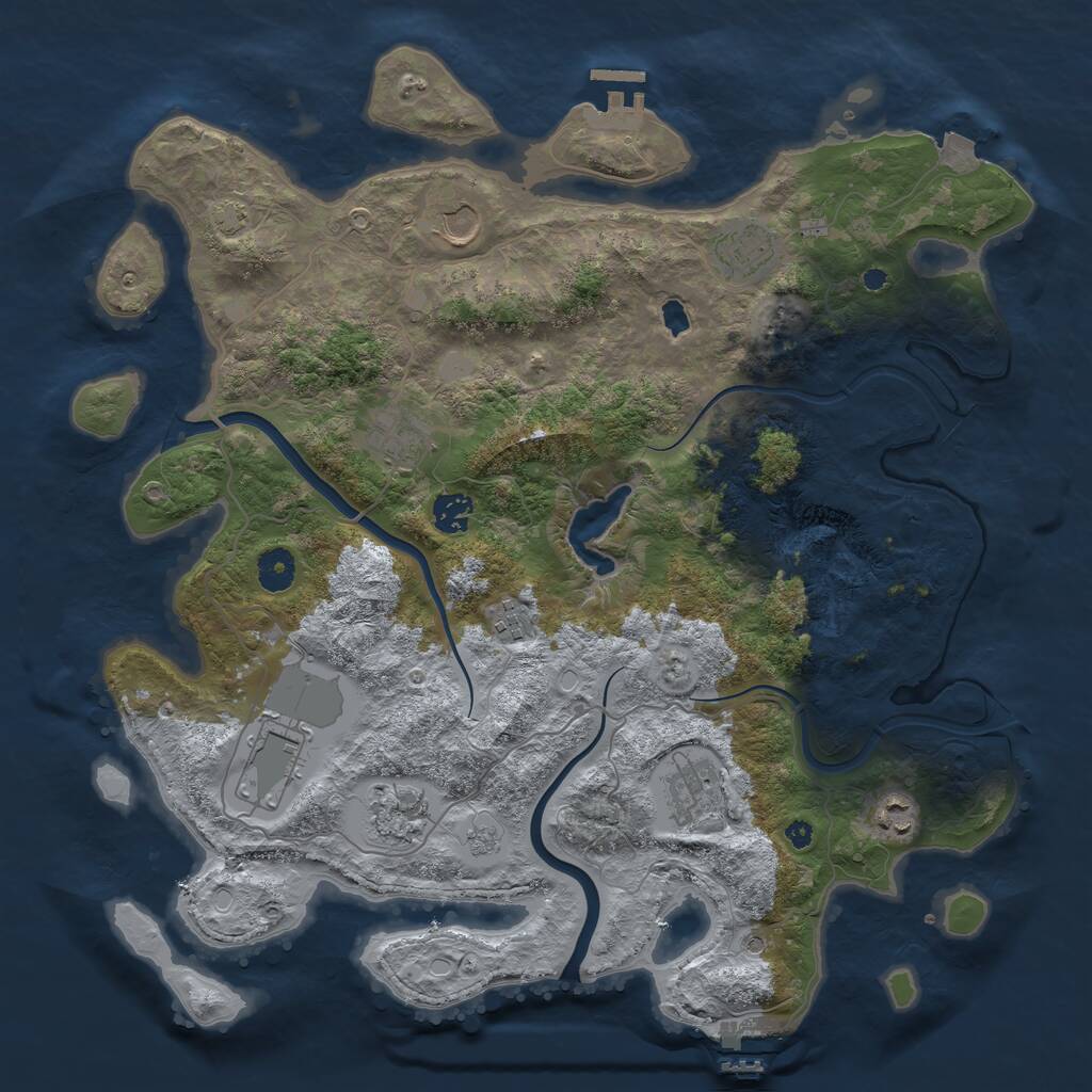 Rust Map: Procedural Map, Size: 4000, Seed: 890954903, 15 Monuments