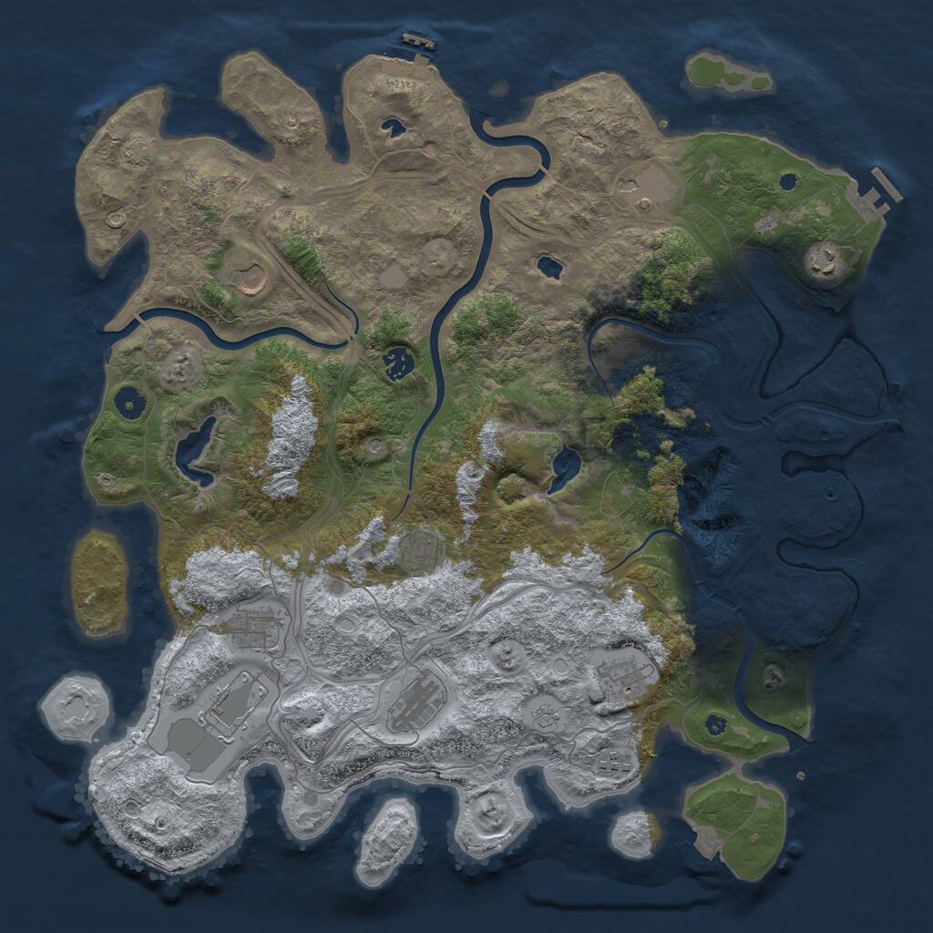 Rust Map: Procedural Map, Size: 4500, Seed: 275917011, 16 Monuments