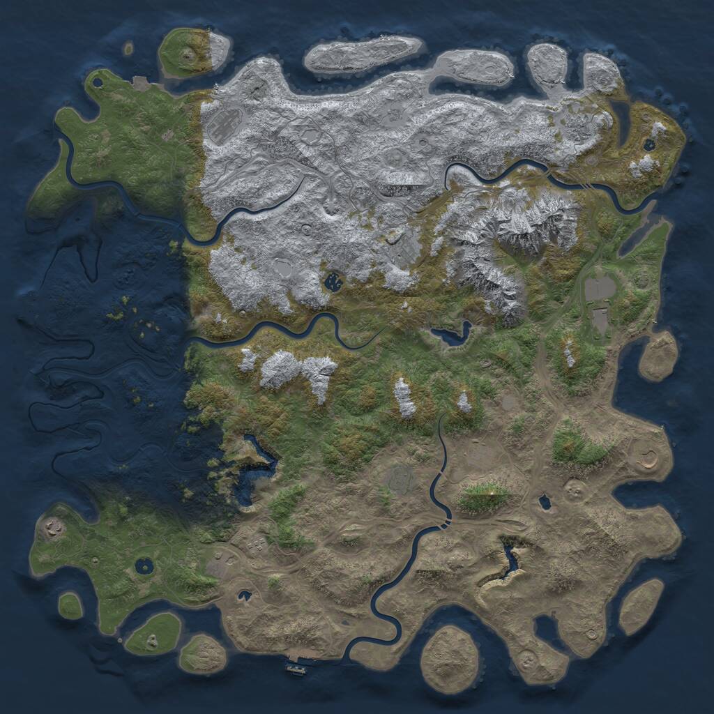 Rust Map: Procedural Map, Size: 6000, Seed: 1249509380, 17 Monuments