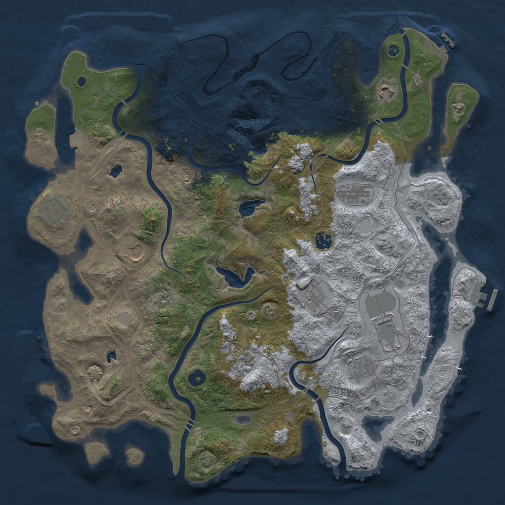Rust Map: Procedural Map, Size: 4500, Seed: 654517, 16 Monuments