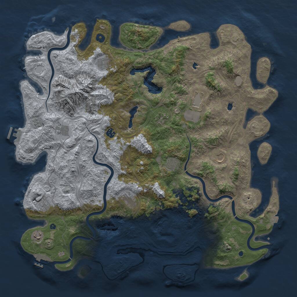 Rust Map: Procedural Map, Size: 5000, Seed: 2047, 17 Monuments