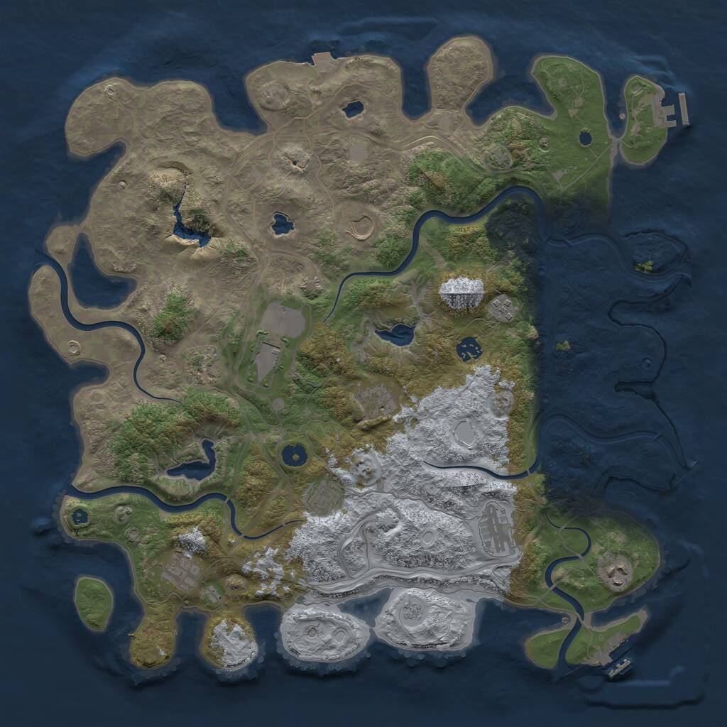 Rust Map: Procedural Map, Size: 4500, Seed: 744951897, 16 Monuments