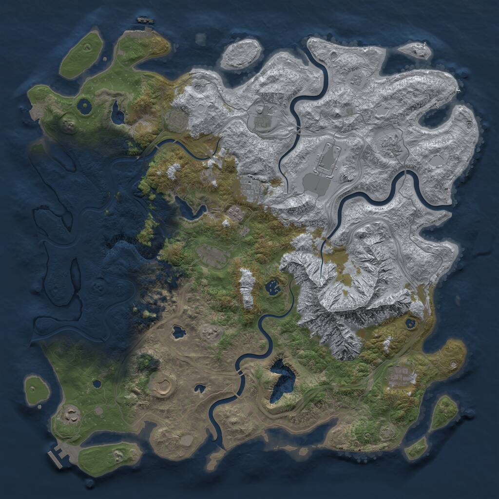 Rust Map: Procedural Map, Size: 5000, Seed: 1041004, 17 Monuments