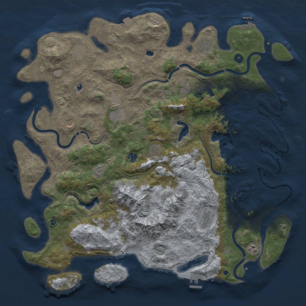 Rust Map: Procedural Map, Size: 5000, Seed: 4861924, 17 Monuments