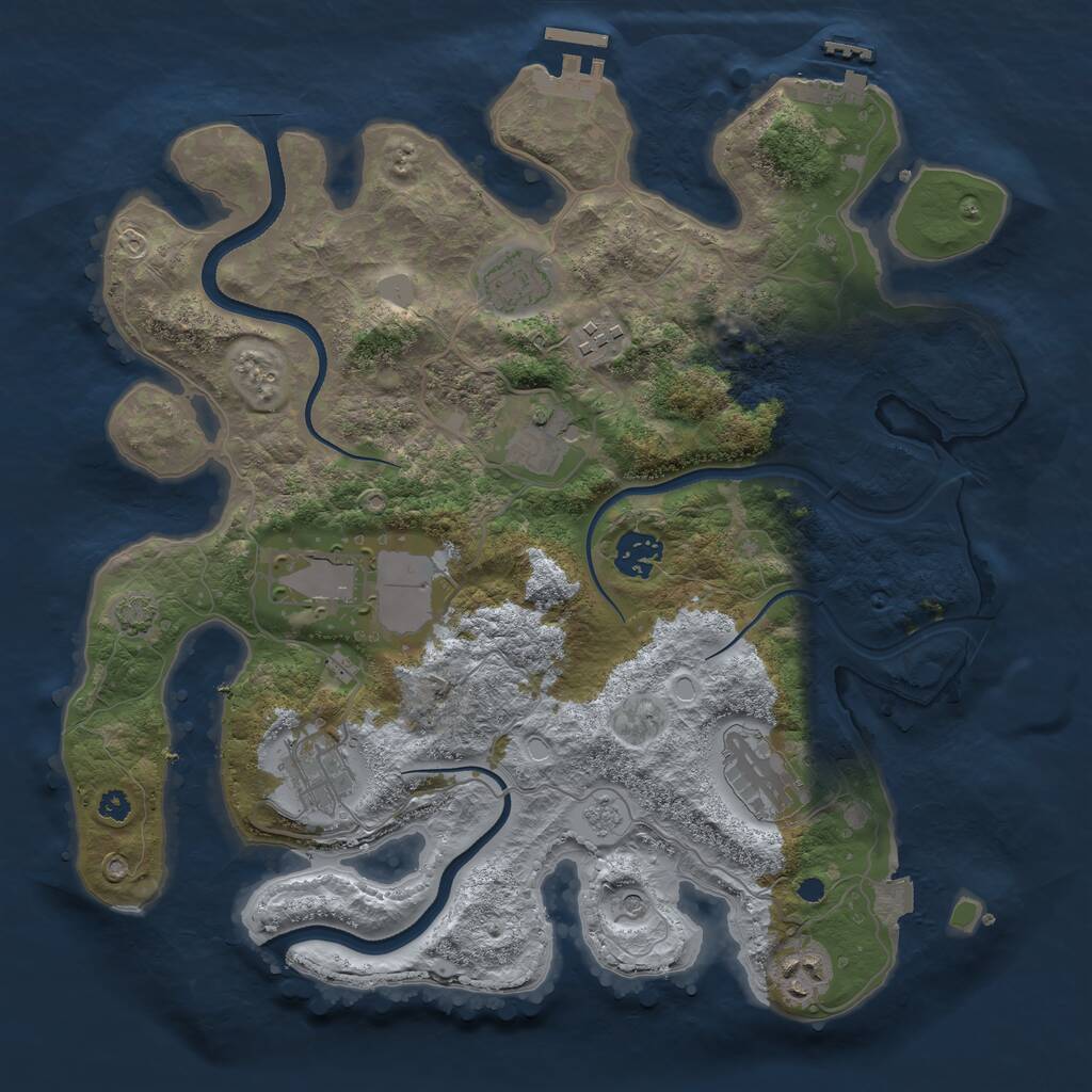 Rust Map: Procedural Map, Size: 3500, Seed: 1464804352, 14 Monuments