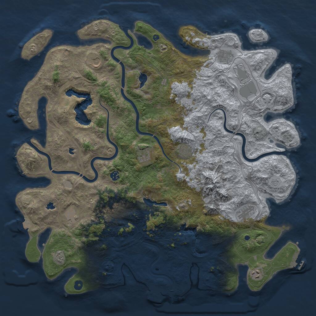 Rust Map: Procedural Map, Size: 5000, Seed: 848789511, 17 Monuments