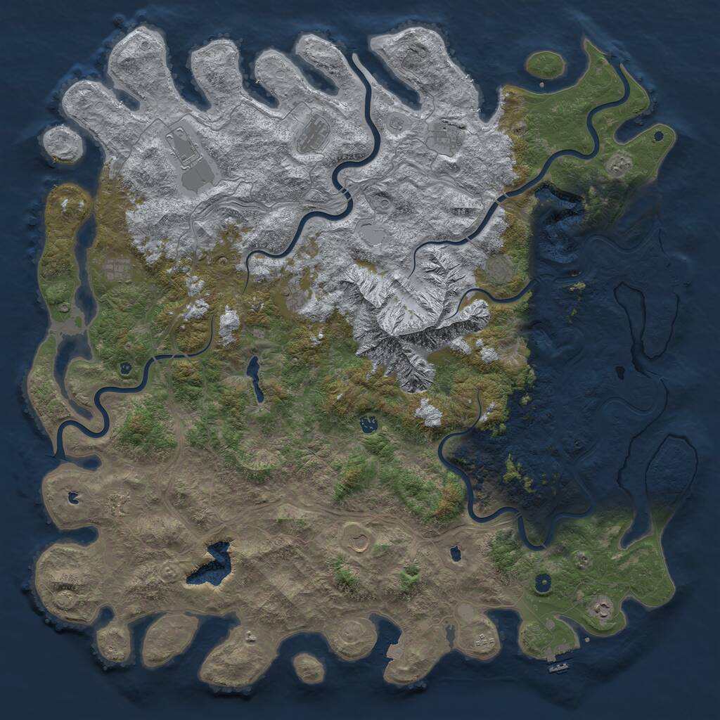 Rust Map: Procedural Map, Size: 6000, Seed: 1488269607, 17 Monuments
