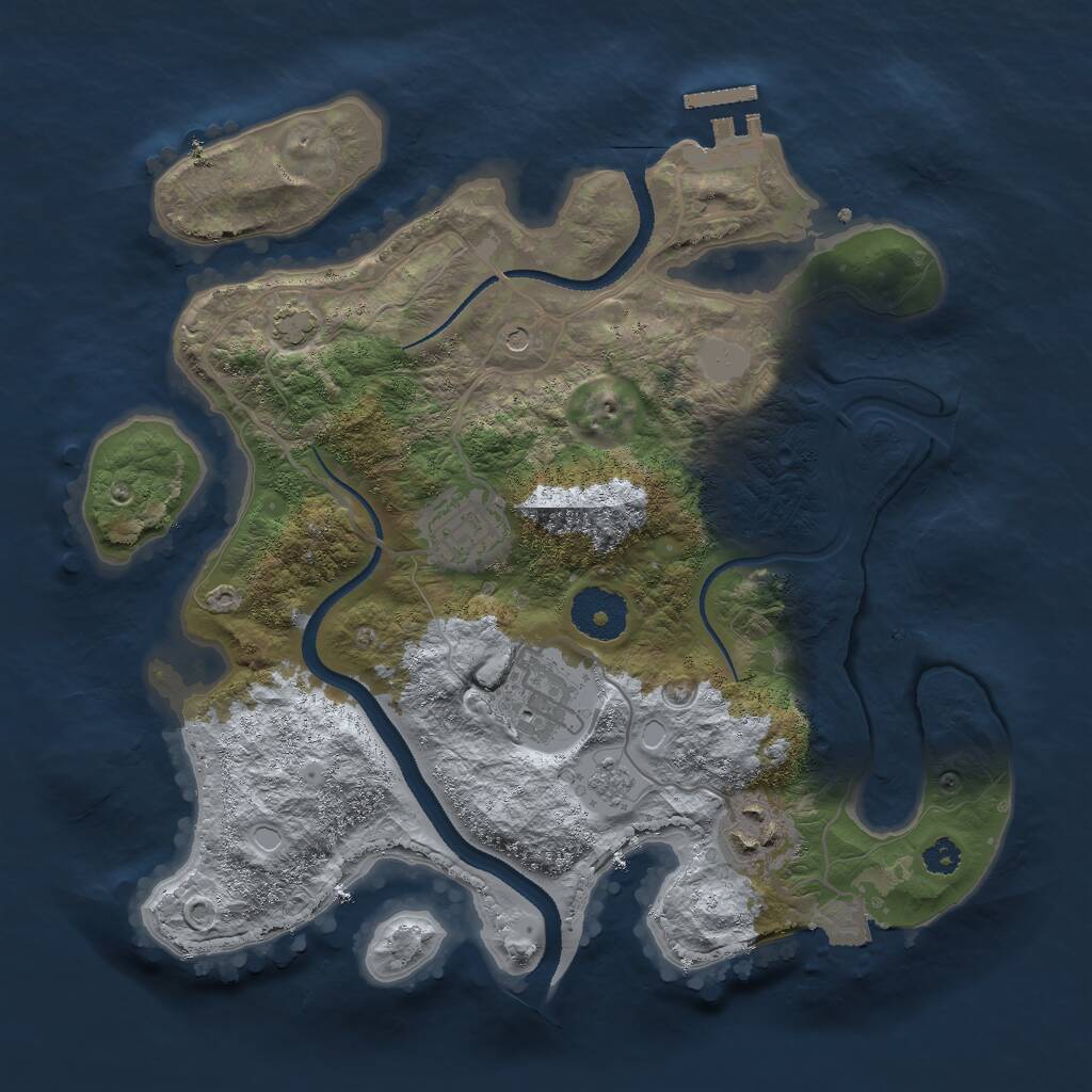 Rust Map: Procedural Map, Size: 3000, Seed: 115255359, 8 Monuments
