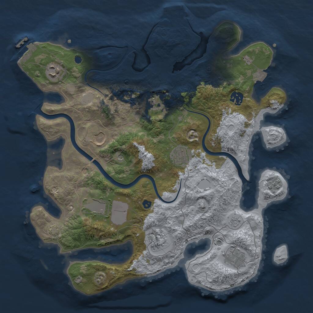 Rust Map: Procedural Map, Size: 3500, Seed: 1637650376, 15 Monuments