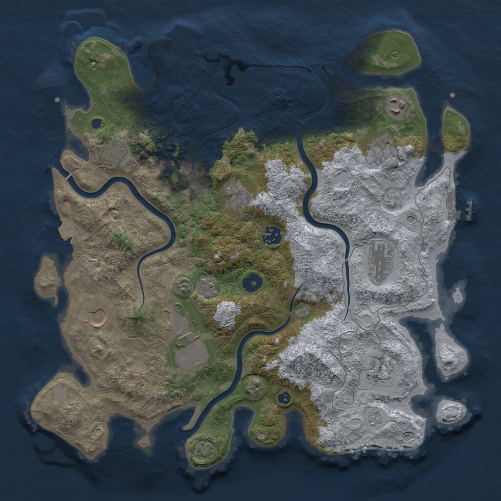 Rust Map: Procedural Map, Size: 3950, Seed: 84268, 16 Monuments