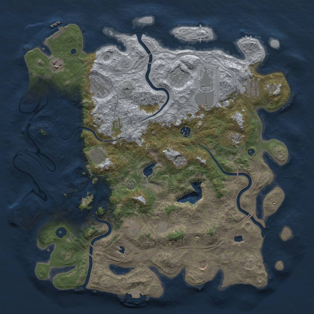 Rust Map: Procedural Map, Size: 4500, Seed: 231554974, 17 Monuments