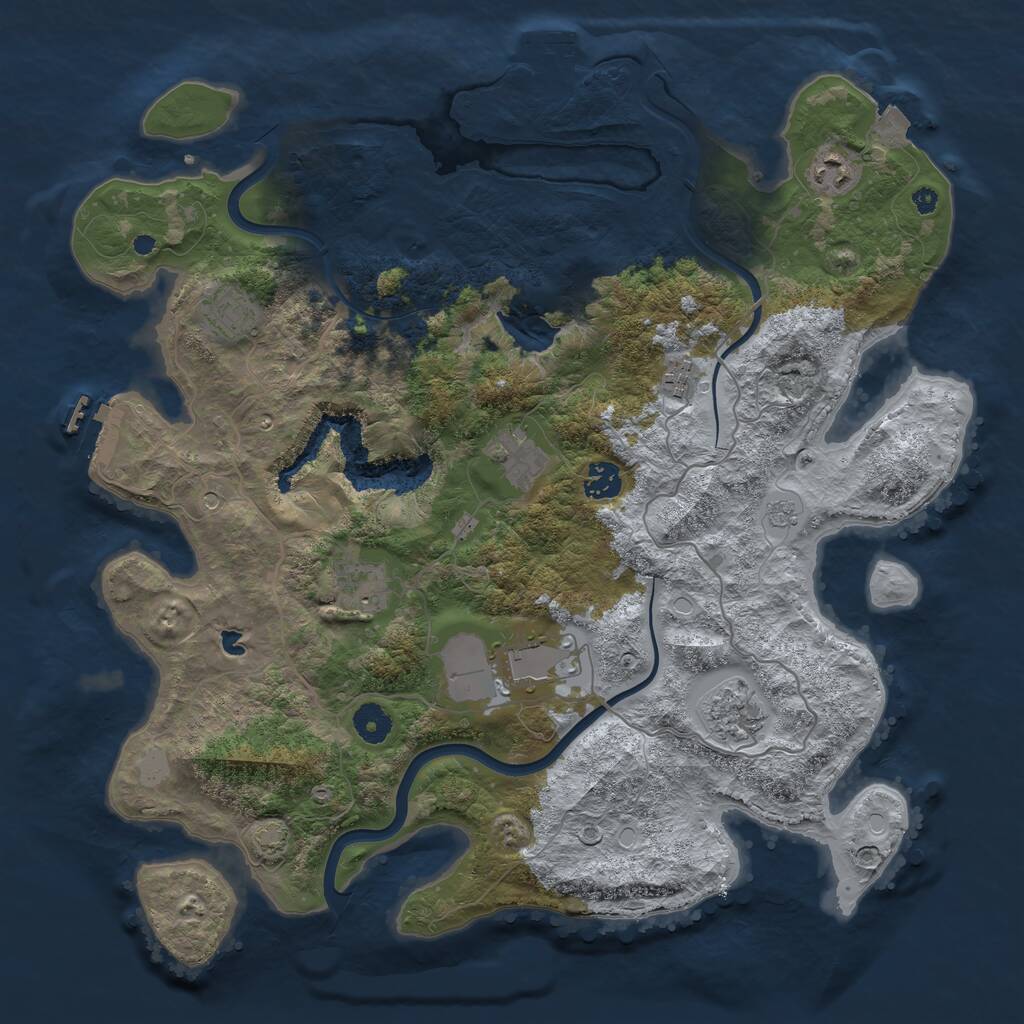 Rust Map: Procedural Map, Size: 4000, Seed: 155410, 14 Monuments