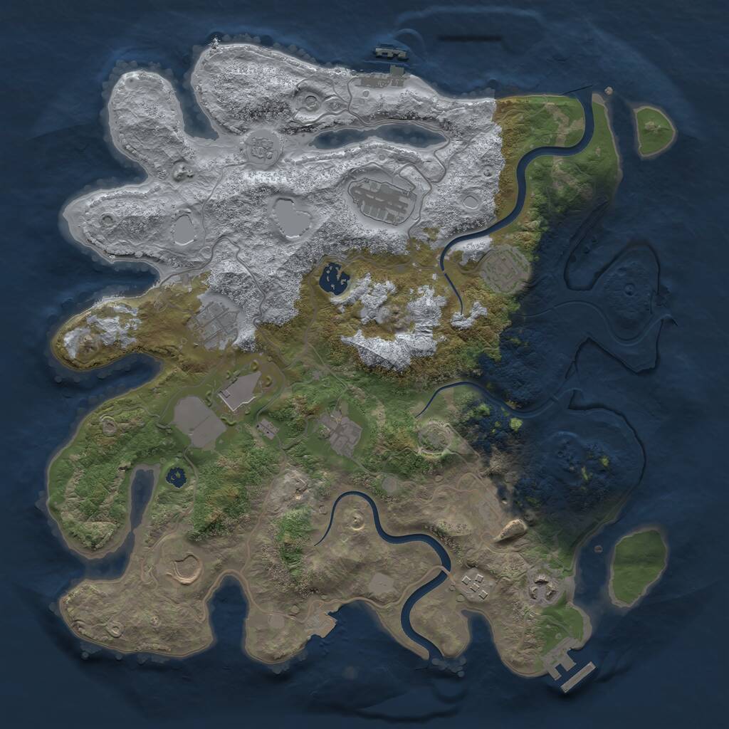 Rust Map: Procedural Map, Size: 3700, Seed: 556762, 16 Monuments