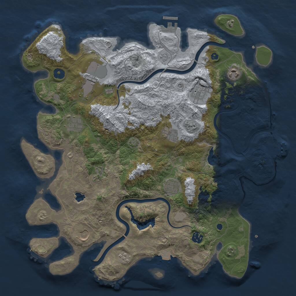 Rust Map: Procedural Map, Size: 4000, Seed: 11245, 16 Monuments